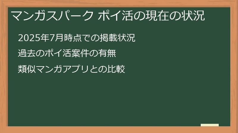 マンガスパーク ポイ活の現在の状況
