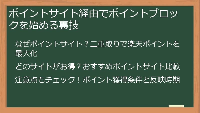 ポイントサイト経由でポイントブロックを始める裏技