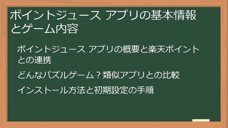 ポイントジュース アプリの基本情報とゲーム内容
