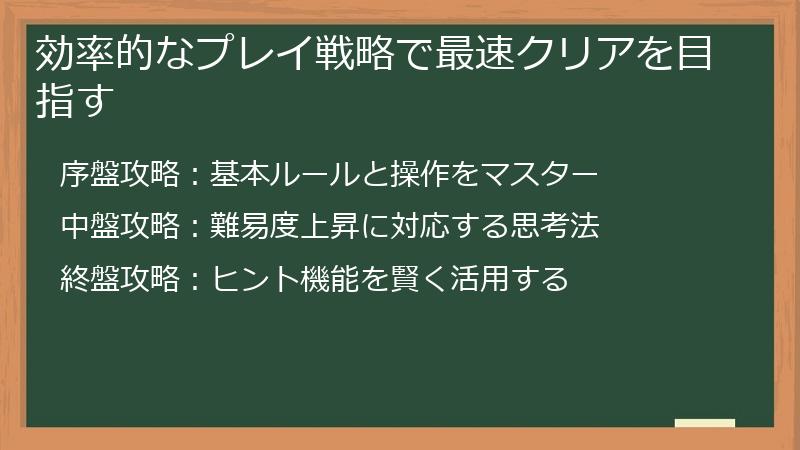 効率的なプレイ戦略で最速クリアを目指す