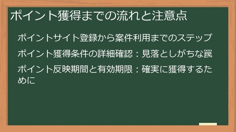 ポイント獲得までの流れと注意点