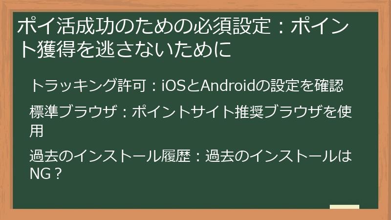 ポイ活成功のための必須設定：ポイント獲得を逃さないために