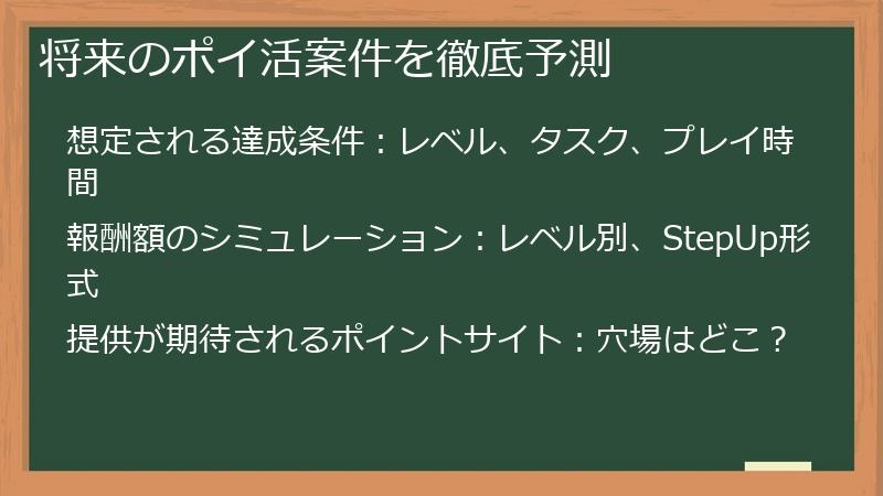 将来のポイ活案件を徹底予測