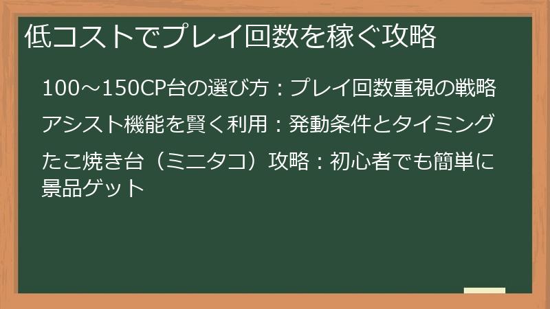 低コストでプレイ回数を稼ぐ攻略