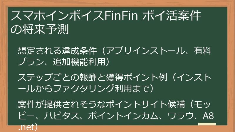 スマホインボイスFinFin ポイ活案件の将来予測