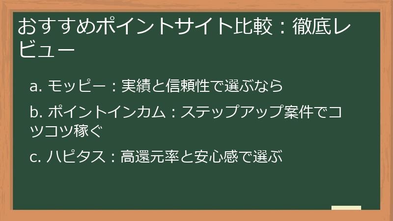 おすすめポイントサイト比較:徹底レビュー