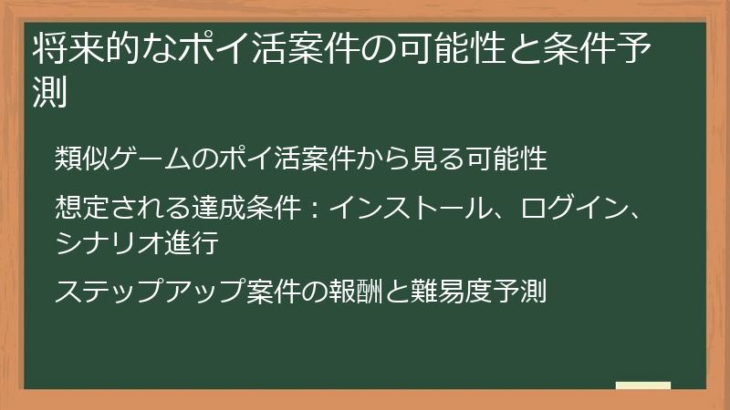 将来的なポイ活案件の可能性と条件予測