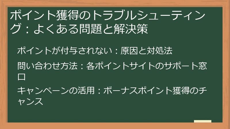 ポイント獲得のトラブルシューティング:よくある問題と解決策