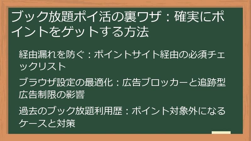 ブック放題ポイ活の裏ワザ：確実にポイントをゲットする方法