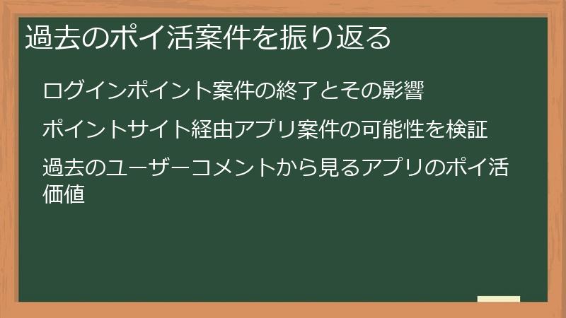 過去のポイ活案件を振り返る