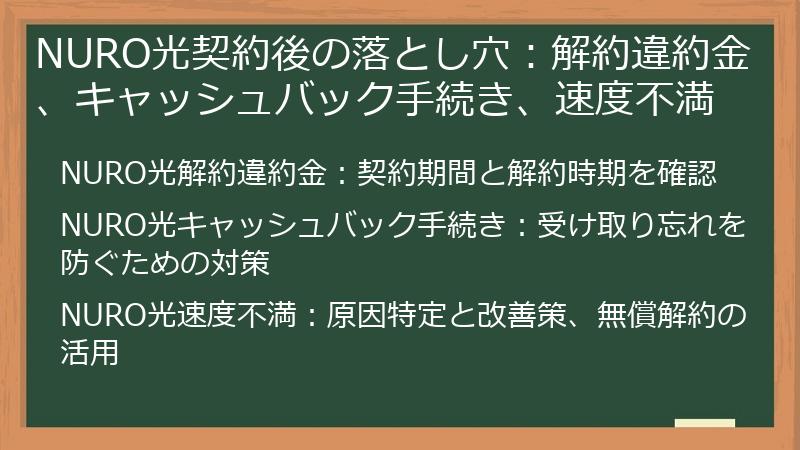 NURO光契約後の落とし穴:解約違約金、キャッシュバック手続き、速度不満