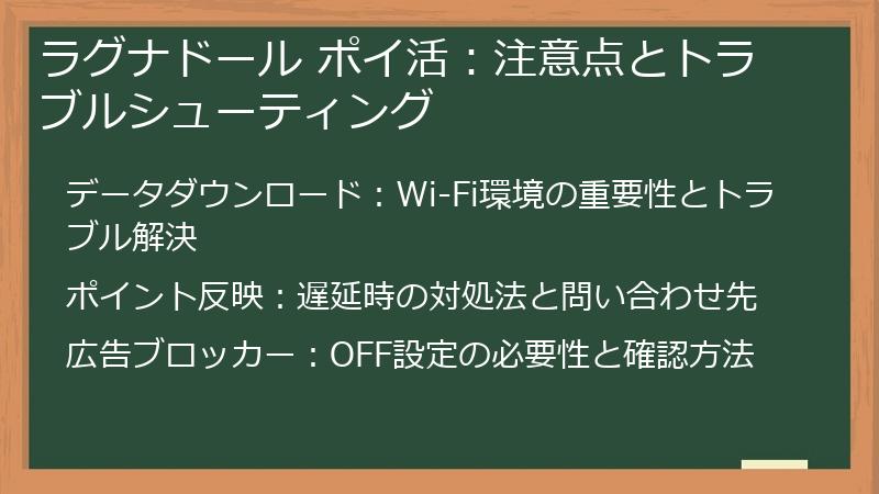 ラグナドール ポイ活:注意点とトラブルシューティング