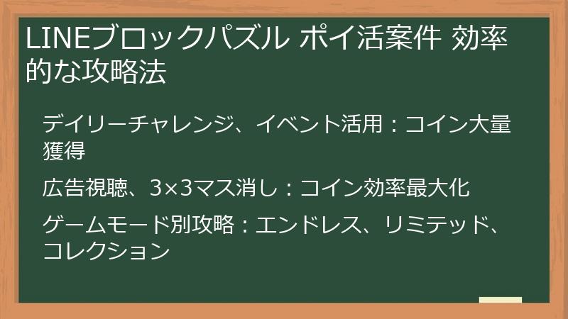 LINEブロックパズル ポイ活案件 効率的な攻略法