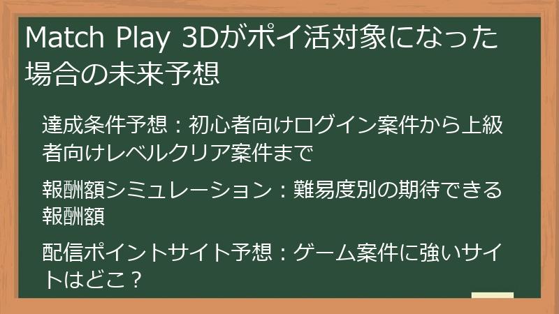 Match Play 3Dがポイ活対象になった場合の未来予想