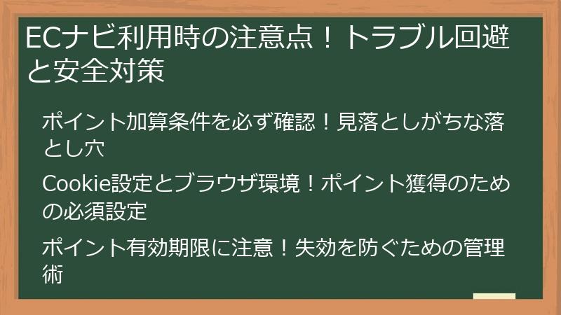ECナビ利用時の注意点!トラブル回避と安全対策