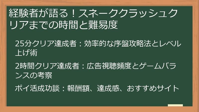 経験者が語る！スネーククラッシュクリアまでの時間と難易度