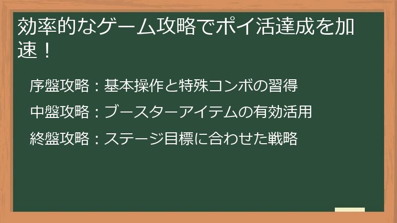 効率的なゲーム攻略でポイ活達成を加速!