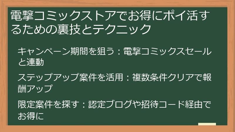 電撃コミックストアでお得にポイ活するための裏技とテクニック