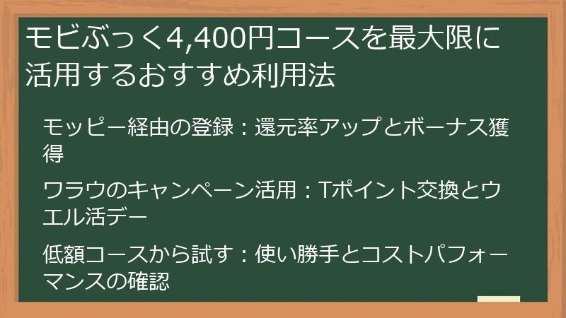 モビぶっく4,400円コースを最大限に活用するおすすめ利用法