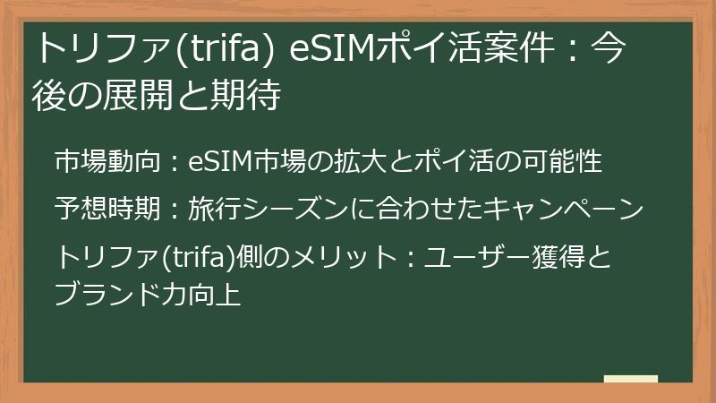 トリファ(trifa) eSIMポイ活案件:今後の展開と期待