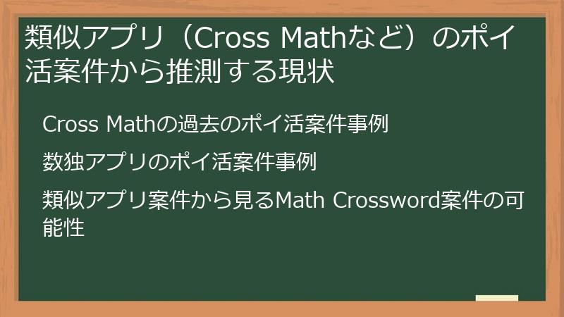類似アプリ（Cross Mathなど）のポイ活案件から推測する現状