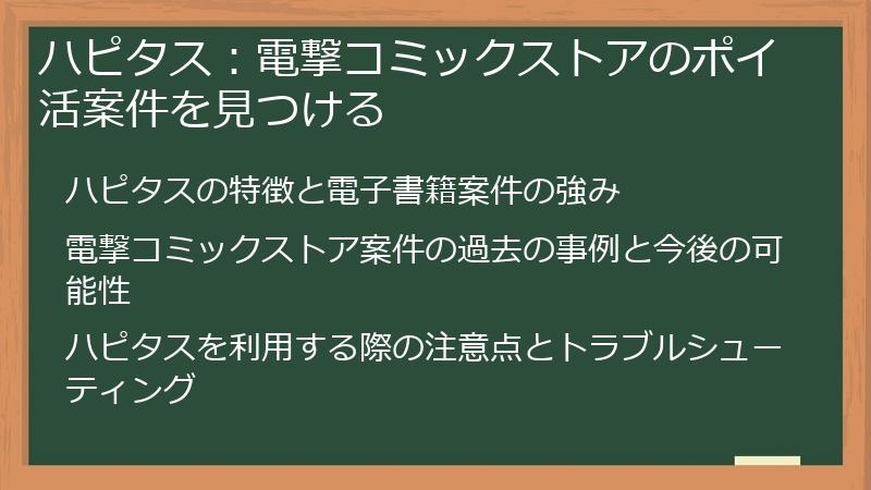 ハピタス：電撃コミックストアのポイ活案件を見つける
