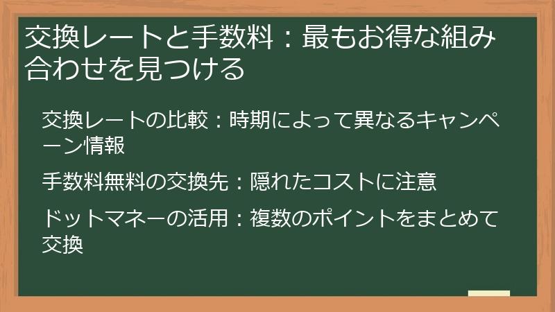 交換レートと手数料：最もお得な組み合わせを見つける