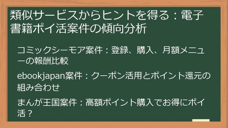 類似サービスからヒントを得る：電子書籍ポイ活案件の傾向分析