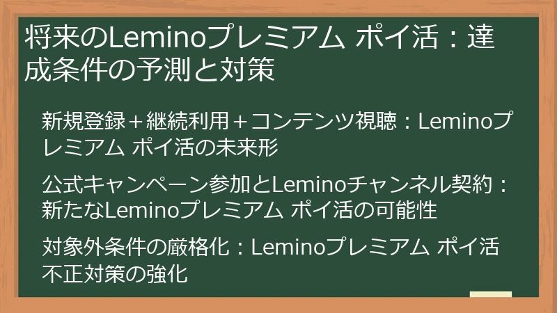 将来のLeminoプレミアム ポイ活:達成条件の予測と対策