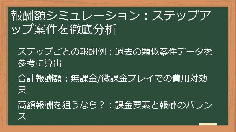 報酬額シミュレーション：ステップアップ案件を徹底分析