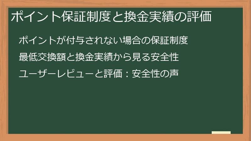 ポイント保証制度と換金実績の評価