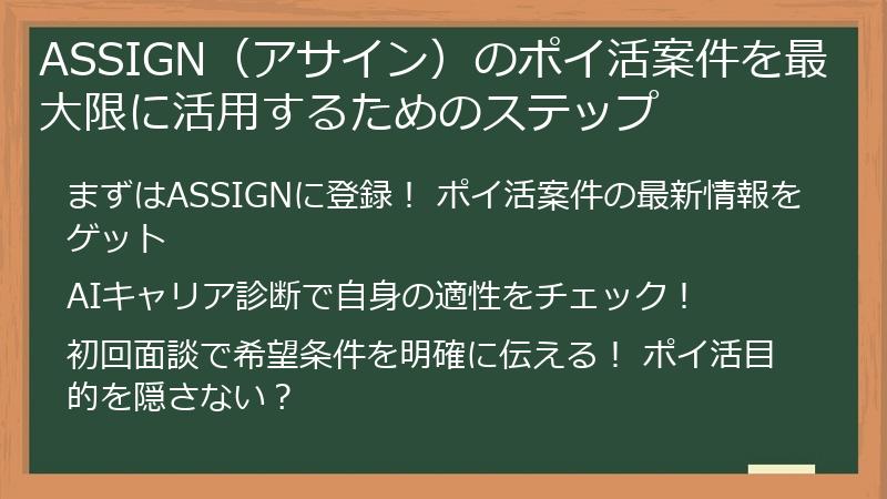 ASSIGN(アサイン)のポイ活案件を最大限に活用するためのステップ