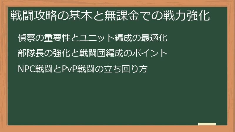 戦闘攻略の基本と無課金での戦力強化