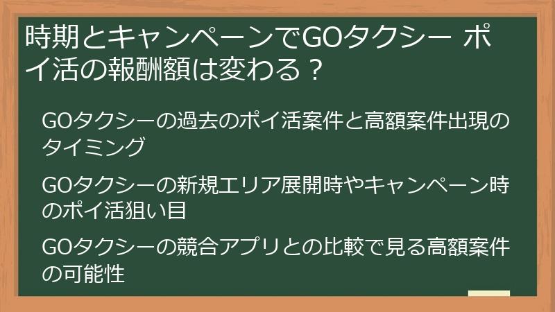 時期とキャンペーンでGOタクシー ポイ活の報酬額は変わる？