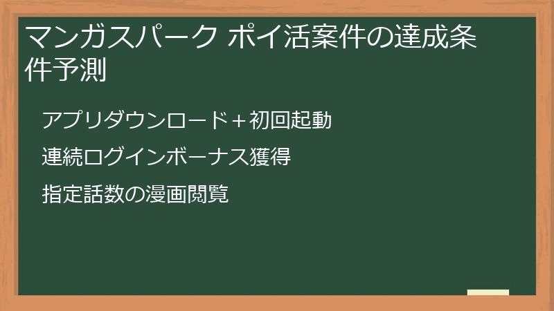 マンガスパーク ポイ活案件の達成条件予測