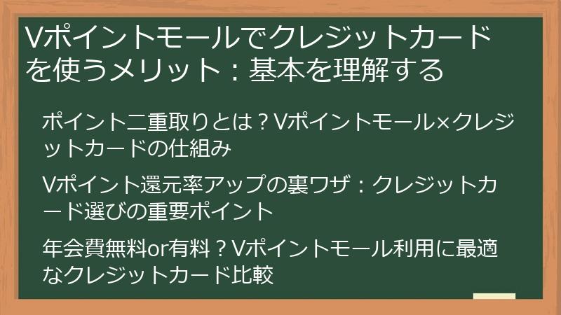 Vポイントモールでクレジットカードを使うメリット：基本を理解する
