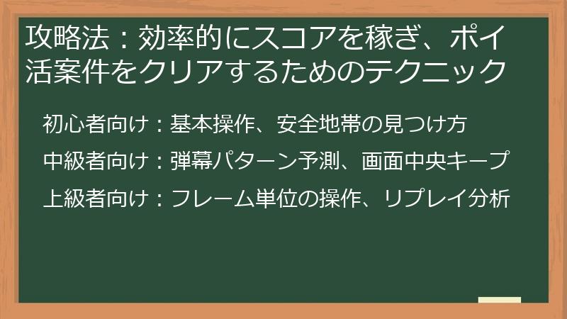 攻略法:効率的にスコアを稼ぎ、ポイ活案件をクリアするためのテクニック