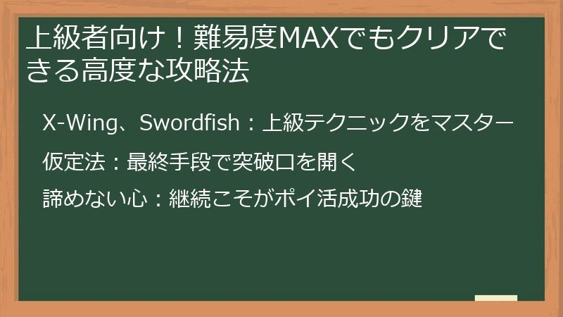上級者向け！難易度MAXでもクリアできる高度な攻略法