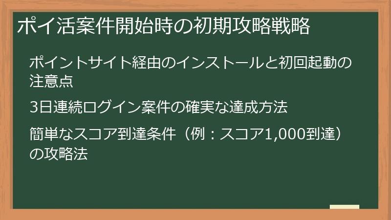 ポイ活案件開始時の初期攻略戦略