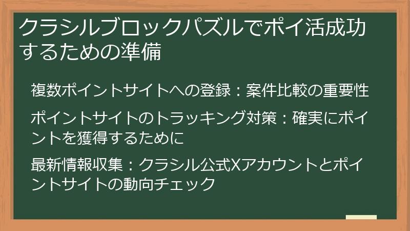 クラシルブロックパズルでポイ活成功するための準備