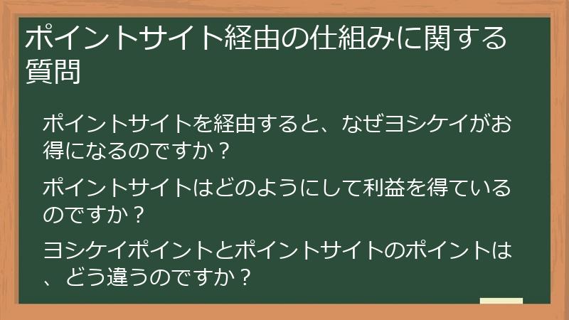 ポイントサイト経由の仕組みに関する質問