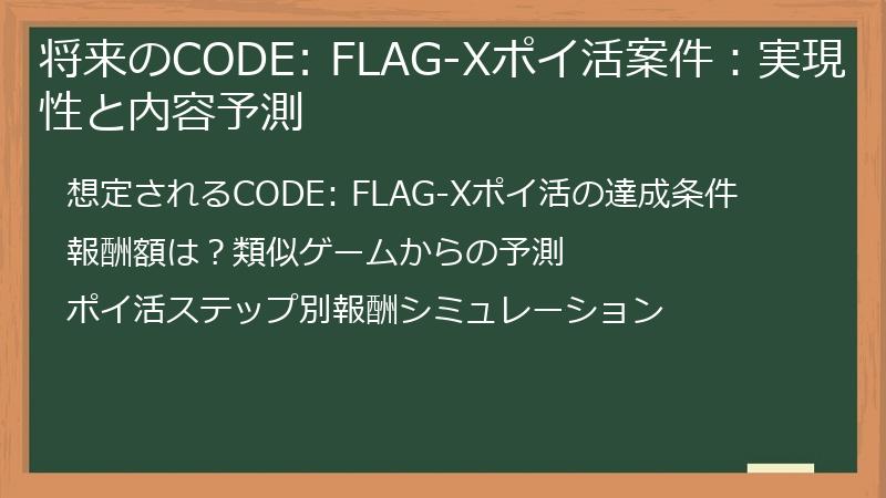 将来のCODE: FLAG-Xポイ活案件：実現性と内容予測