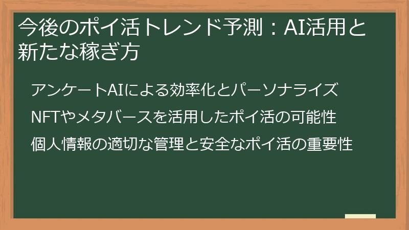 今後のポイ活トレンド予測：AI活用と新たな稼ぎ方