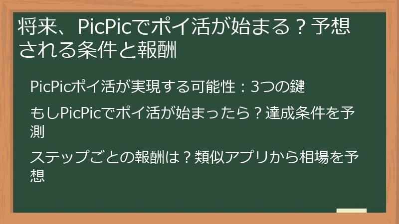 将来、PicPicでポイ活が始まる？予想される条件と報酬