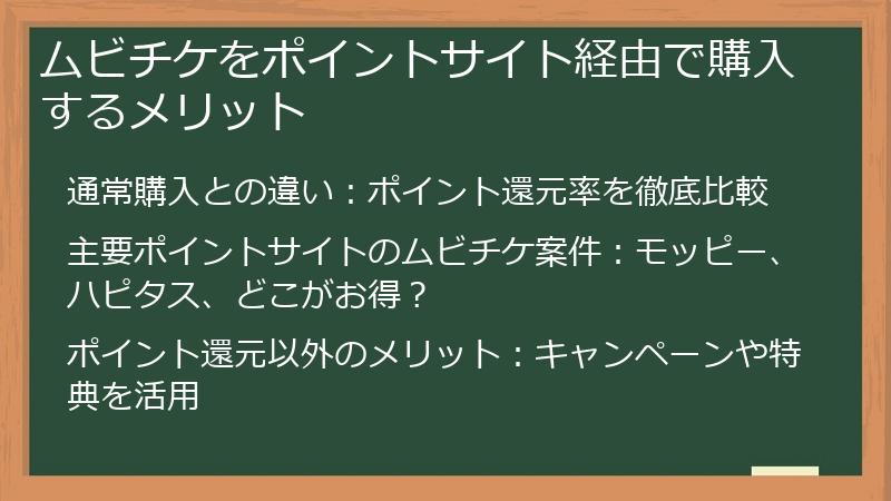 ムビチケをポイントサイト経由で購入するメリット