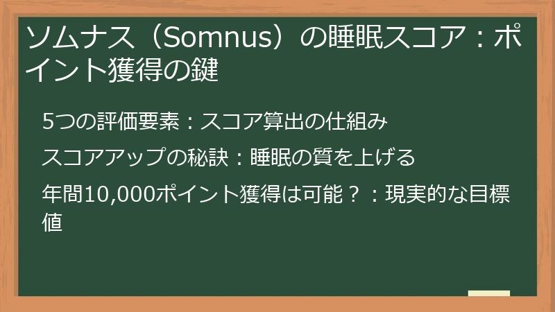 ソムナス（Somnus）の睡眠スコア：ポイント獲得の鍵