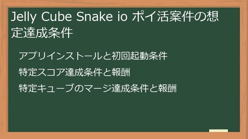 Jelly Cube Snake io ポイ活案件の想定達成条件