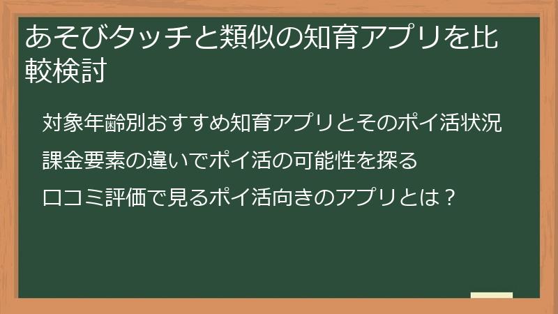 あそびタッチと類似の知育アプリを比較検討