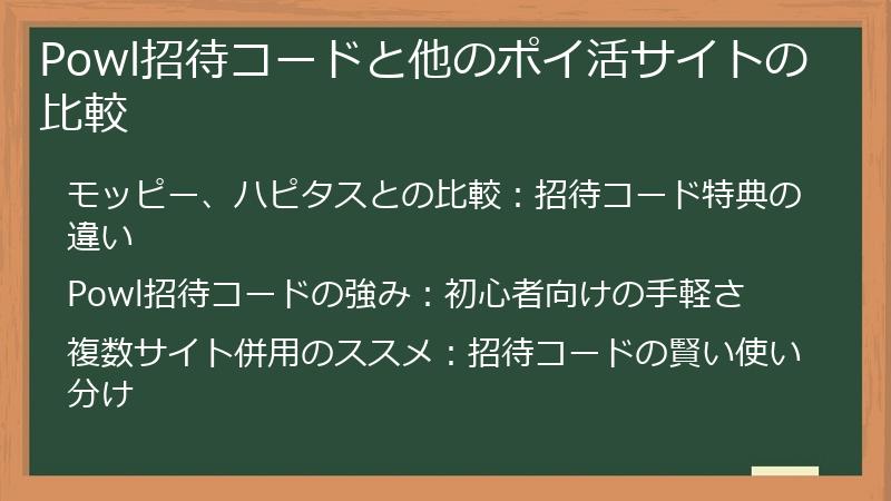 Powl招待コードと他のポイ活サイトの比較