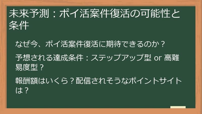 未来予測：ポイ活案件復活の可能性と条件